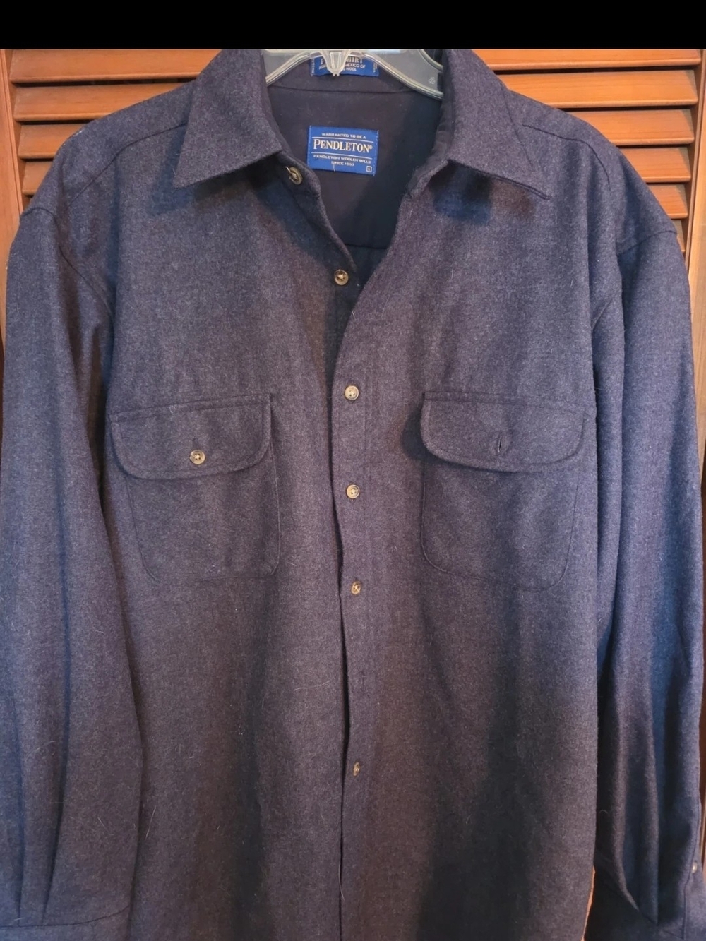 Pendleton Original Board Shirt Mens L Blue Gray 100% Virgin Wool RN 29685